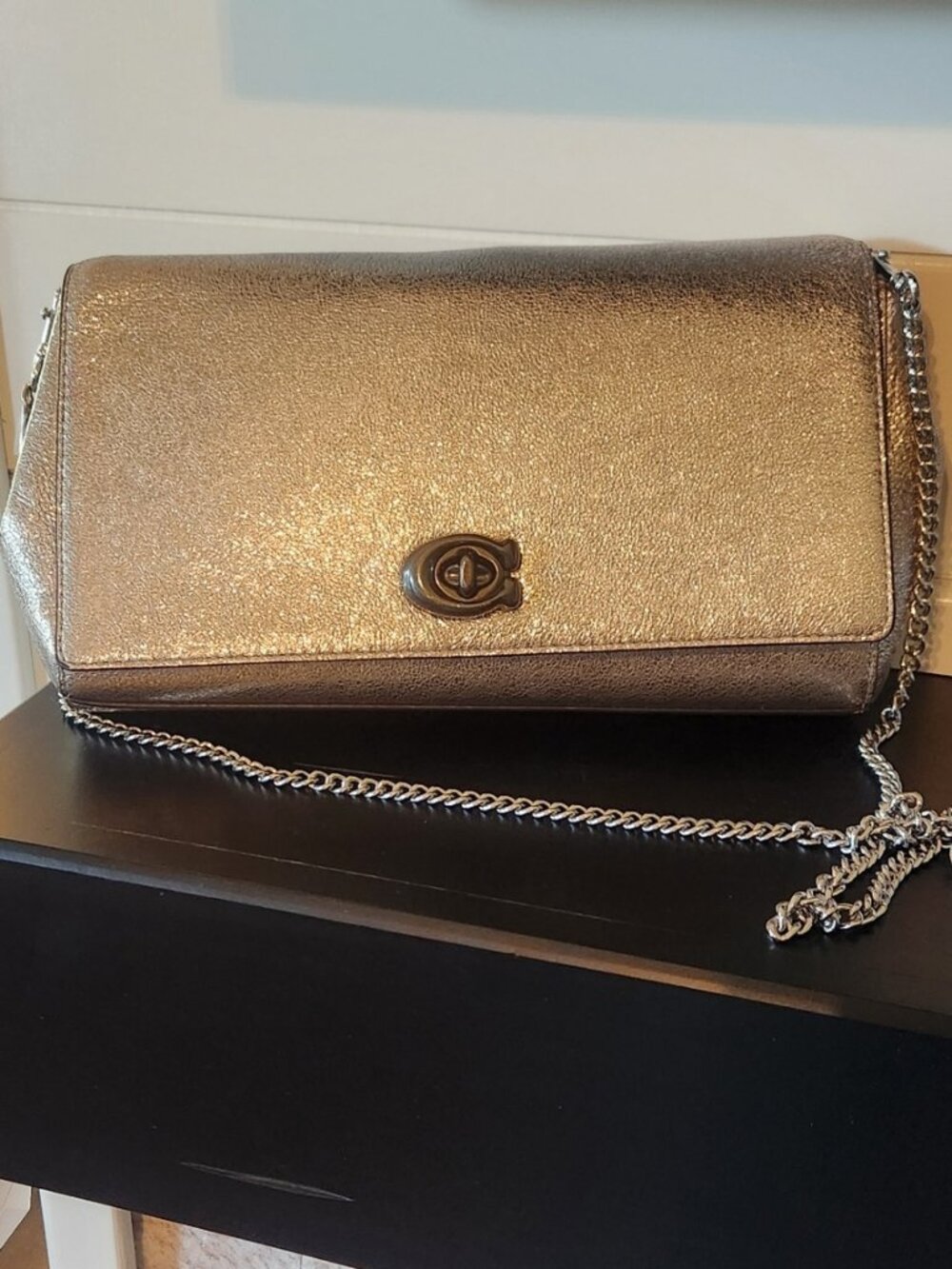 Coach Alexa Turnlock Clutch - Metallic Leather